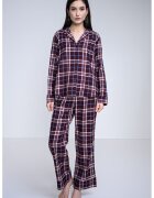 Tommy Hilfiger Pijama cu pantaloni lungi si model in carouri - Visiniu/Albastru deschis