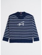Tommy Hilfiger Pulover de bumbac organic cu logo - Alb/Bleumarin
