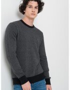 Tommy Hilfiger Pulover din amestec de bumbac organic cu model - Negru/Alb murdar