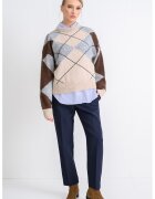 Tommy Hilfiger Pulover din amestec de lana alpaca cu model in carouri - Maro inchis/Maro/Gri deschis