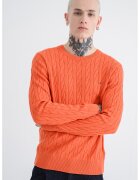 Tommy Hilfiger Pulover din bumbac organic cu model torsade - Portocaliu