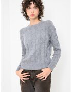 Tommy Hilfiger Pulover din lana cu guler rotund si model torsade - Gri inchis