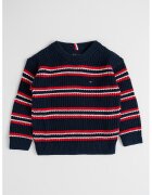 Tommy Hilfiger Pulover striat in dungi - Rosu/Bleumarin