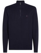 Tommy Hilfiger Pulover tricotat fin cu fenta cu fermoar - Albastru ultramarin
