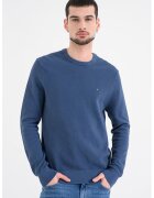 Tommy Hilfiger Pulover uni cu decolteu la baza gatului - Albastru inchis