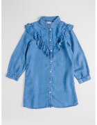 Tommy Hilfiger Rochie-camasa din lyocell cu volan - Albastru