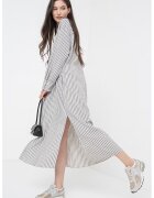 Tommy Hilfiger Rochie-camasa supradimensionata cu dungi - Negru/Gri cenusiu