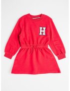 Tommy Hilfiger Rochie din amestec de bumbac organic cu maneci lungi si imprimeu pe partea din spate - Alb/Albastru ultramarin/Roz zmeuriu