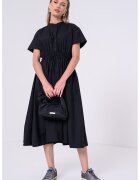 Tommy Hilfiger Rochie din amestec de bumbac organic cu snur in talie - Negru/Negru stins