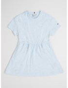 Tommy Hilfiger Rochie evazata de bumbac cu imprimeu text - Albastru glaciar