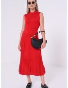 Tommy Hilfiger Rochie lunga cu pliuri - din lyocell si matase - Rosu