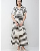 Tommy Hilfiger Rochie midi din amestec de lyocell cu dungi - Alb fildes/Albastru ultramarin