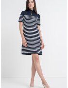 Tommy Hilfiger Rochie polo din amestec de bumbac organic cu dungi - Alb/Albastru inchis