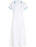 Tommy Hilfiger Rochie polo evazata - Alb optic/Verde persan