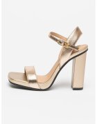 Tommy Hilfiger Sandale din piele cu toc masiv - Auriu
