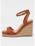Tommy Hilfiger Sandale din piele si piele intoarsa cu talpa wedge - Maro scortisoara