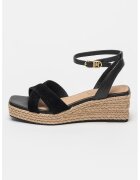 Tommy Hilfiger Sandale din piele si piele intoarsa cu talpa wedge - Negru
