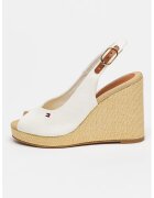 Tommy Hilfiger Sandale slingback cu talpa wedge Flag - Alb