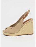 Tommy Hilfiger Sandale slingback cu talpa wedge Flag - Bej