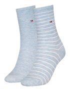 Tommy Hilfiger Set de 2 perechi de sosete lungi cu logo - Albastru glaciar