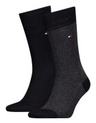 Tommy Hilfiger Set de 2 perechi de sosete lungi uni - Negru