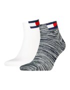 Tommy Hilfiger Set de 2 perechi de sosete unisex pana la glezna din amestec de bumbac - Alb optic/Gri inchis