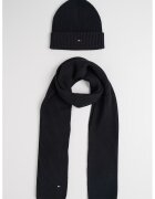 Tommy Hilfiger Set de caciula elastica si fular din amestec de casmir - Negru