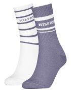 Tommy Hilfiger Set de sosete cu logo si imprimeu - 2 perechi - Alb/Violet prafuit