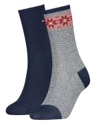 Tommy Hilfiger Set de sosete lungi - 2 perechi - Rosu/Alb/Bleumarin