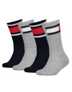 Tommy Hilfiger Set de sosete lungi cu logo - 4 perechi - Gri/Bleumarin