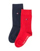 Tommy Hilfiger Set de sosete lungi din amestec de bumbac - 2 perechi - Rosu/Bleumarin
