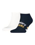 Tommy Hilfiger Set de sosete pana la glezna unisex cu logo - 2 perechi - Albastru ultramarin/Galben sofran/Alb optic