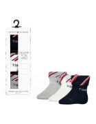 Tommy Hilfiger Set de sosete scurte cu detaliu logo - 3 perechi - Gri/Bleumarin