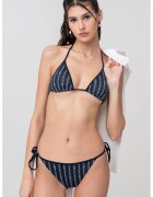 Tommy Hilfiger Sutien de baie cu cupe triunghiulare - Alb/Albastru ultramarin
