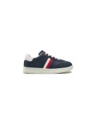 Tommy Hilfiger Tenisi pentru baieti - piele ecologica - bleumarin - talpa sintetica alba - accente rosii si albe