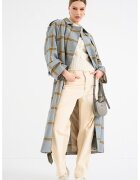 Tommy Hilfiger Trenci lung din amestec de lana cu model in carouri - Kaki/Albastru