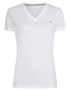 Tommy Hilfiger Tricou cu decolteu in V si model uni - Alb
