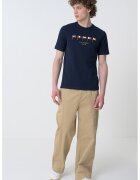 Tommy Hilfiger Tricou cu decolteu la baza gatului si detalii brodate - Bleumarin