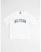 Tommy Hilfiger Tricou cu decolteu la baza gatului si imprimeu - Alb/Albastru ultramarin