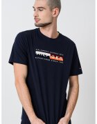 Tommy Hilfiger Tricou cu decolteu la baza gatului si imprimeu - Alb/Visiniu/Bleumarin