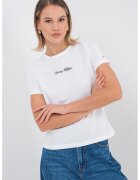 Tommy Hilfiger Tricou cu decolteu la baza gatului si imprimeu logo - Alb