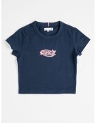Tommy Hilfiger Tricou cu decolteu la baza gatului si imprimeu logo - Albastru ultramarin
