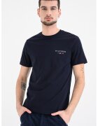 Tommy Hilfiger Tricou cu decolteu la baza gatului si imprimeu logo - Bleumarin