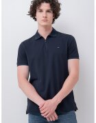 Tommy Hilfiger Tricou cu guler polo cu fermoar - Bleumarin
