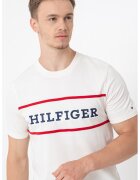 Tommy Hilfiger Tricou cu imprimeu si decolteu la baza gatului - Rosu/Albastru ultramarin/Crem