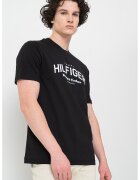 Tommy Hilfiger Tricou de bumbac cu imprimeu logo - Alb/Negru