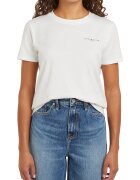 Tommy Hilfiger Tricou din amestec de bumbac organic cu decolteu la baza gatului - Alb fildes/Negru