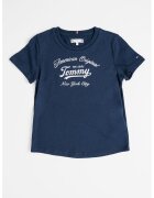 Tommy Hilfiger Tricou din amestec de bumbac organic si imprimeu logo - Argintiu/Bleumarin