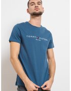 Tommy Hilfiger Tricou din bumbac cu broderie logo - Alb/Albastru inchis/Albastru