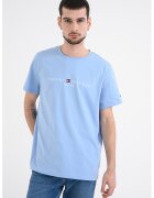 Tommy Hilfiger Tricou din bumbac cu broderie logo - Albastru azur/Albastru glaciar